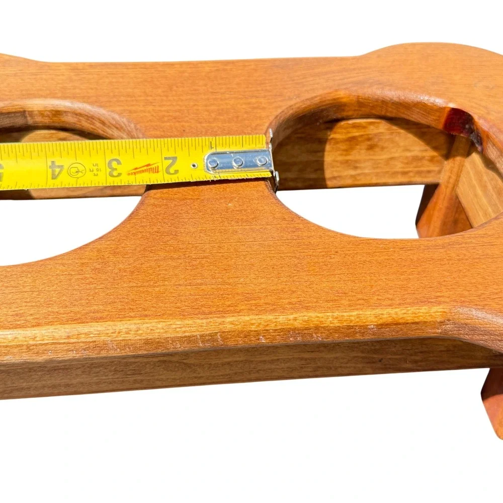 Hand Carved Oak Dog Bowl Stand Double Elevated Feeder Boho Farmhouse